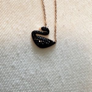 Black diamond swan necklace